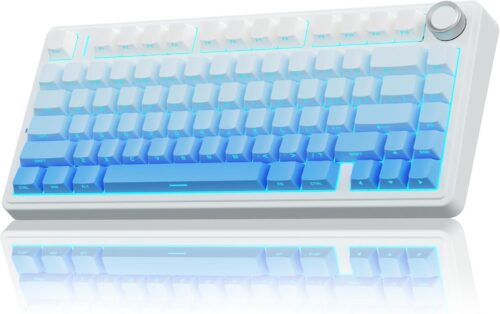 AULA F75 Pro Wireless Mechanical Keyboard,75% Gasket Hot Swappable Custom Keyboard,RGB Backlit,Pre-lubed Linear Switches,Side Printed PBT Keycaps Mechanical Gaming Keyboard,Gradient Blue