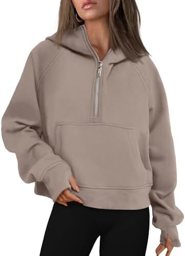 AUTOMET Half Zip Sweatshirts Cropped Hoodies Fleece Womens Quarter Zip Up Pullover Sweaters Fall Outfits 2024 Winter Clothes