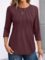 AUTOMET Womens 3/4 Length Sleeve Tops Round Neck Pleated Dressy Casual Basic Shirts Tunic
