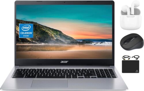 Acer Chromebook 2023 Flagship Laptop Computer Thin Light, 15.6” HD Display, Dual Core Intel Celeron N4020 (Upto 2.80 GHz), 4GB RAM, 64GB eMMC, Webcam, WiFi, Long Battery, Chrome OS+HubxcelAccessory