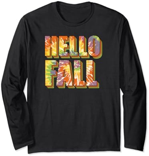Adorable Fall Lovers’ Cute Seasonal Apparel “Hello Fall” Long Sleeve T-Shirt