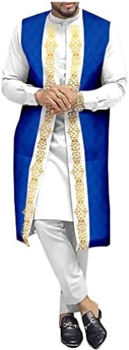 African Clothing for Men Print Coats Ankara Shirts and Pant Sets 3 Piece Suit Outwear Jacket Crop Top Trousers