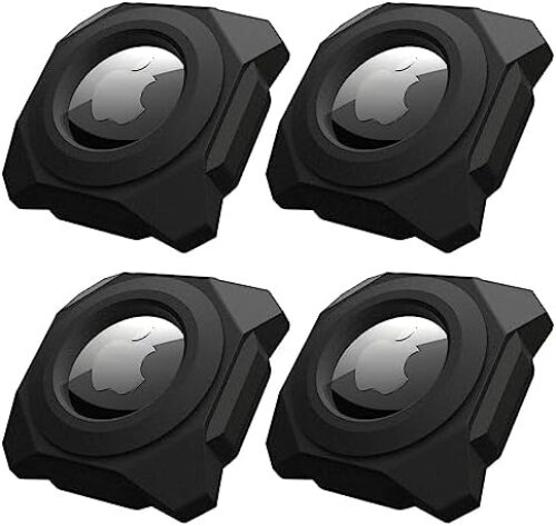Airtag Holder Strong Case Waterproof Stick-On Mount for Airtag Protective Pasteable Accessories Air Tag Case with Apple AirTag Hidden Protective Location Tracker(4 Packs Black)