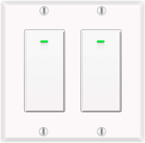 Alexa Light Switch, Double Smart WiFi Light Switches, Smart Switch 2 Gang Compatible with Alexa and Google Home, Neutral Wire Needed, with Remote Control, Timing Schedule, No hub Required (2Pack)
