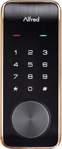 Alfred DB2-B Smart Door Lock Deadbolt Touchscreen Keypad, Pin Code + Key Entry + Bluetooth, Up to 20 Pin Codes (Gold)