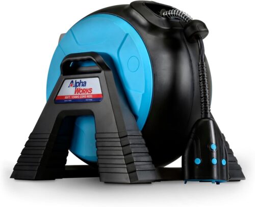 AlphaWorks by SuperHandy Retractable Extension Cord Reel with Smart Plug – Portable, Waterproof, and Wireless Remote Control – 12AWG x 65 Feet, 3 Sockets, 15A 1875W Rating – IP64 Rated