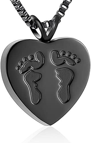 Always In My Heart Baby Feet Ashes Keepsake Urn Pendant Necklace Cremation Urns Memorial Jewelry