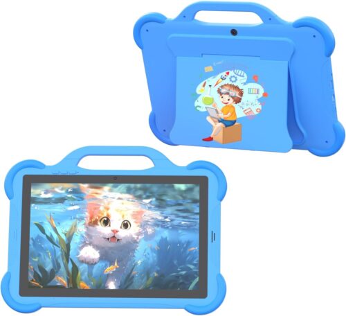 Android 14 Kids Tablet Toddler Tablet for Kids 10 inch Tablet, 8GB RAM+32GB ROM Tableta for Boys Girls, 10.1″ IPS Safety Eye Protection Screen Parental Control APP Latest Model Kid Tablets WIFI Tab PC