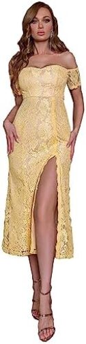 Angel-fashions Women’s V Neck Sequin Half Sleeves Mermaid Sheath Maxi Wedding Dress