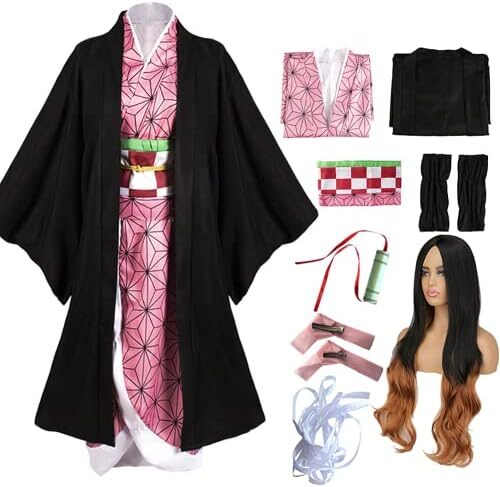 Anime Cosplay Costume Outfit Dress Suit Full Set with Hairwear and Mouthpiece two style Women