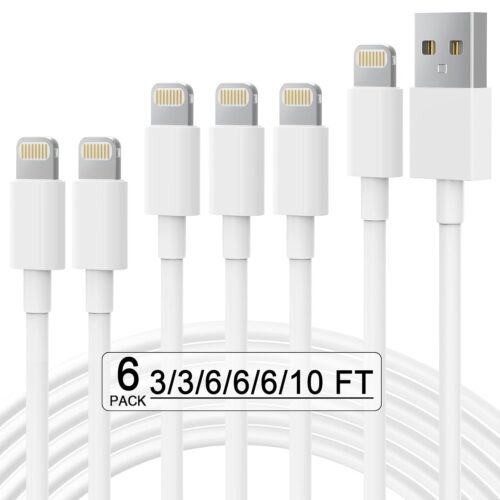Apple MFi Certified 6Pack(3/3/6/6/6/10 FT) iPhone Charger Fast Charging Lightning Cable iPhone Charger Cord Compatible for iPhone 14/13 /12/11 Pro MAX/XR/XS/8/7/Plus/6S/SE/iPad More