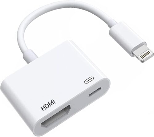 [Apple MFi Certified] Lightning to HDMI Adapter, No Power Needed 1080P Video & Audio Sync Screen Converter with Lightning Charging Port, iPhone to HDMI Adapter Compatible with iOS