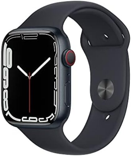 Apple Watch Series 7 [GPS + Cellular 45mm] Smart Watch w/Midnight Aluminum Case with Midnight Sport Band. Fitness Tracker, Blood Oxygen & ECG Apps, Always-On Retina Display, Water Resistant