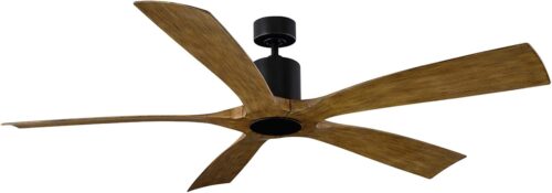 Aviator Indoor and Outdoor 5-Blade Smart Ceiling Fan 70in Matte Black Distressed Koa with Wall Control (Light Kit Sold Separately)