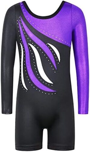 BAOHULU Leotard for Toddler Girls Gymnastics Shorts Sparkle Embroidery Tank Biketards One Piece