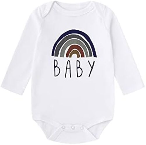 BDONDON Unique Baby Gifts for Boys Organic Newborn Rainbow Baby Onesie Bodysuit Cute Baby Outfits for Pregnancy Annoucement