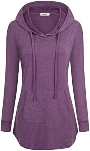 BEPEI Women Tunic Hoodies Long Sleeves Pocket Crewneck Dressy Shirts