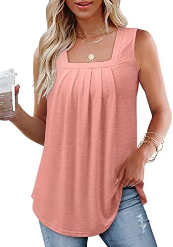 BETTE BOUTIK Womens Tank Tops Pleated Sleeveless Blouse Short Sleeve Tops Basic Shirts S-3XL