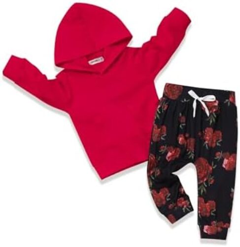 Baby Girl Clothes, Flower Hoodie Sweatshirt&Pant with Headband, Toddler Girls Fall Winter Outfits Clothes Set