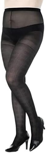 Badgley Mischka Plus Size Luxury Geo Fashion Pantyhose, Black, Pack of 1