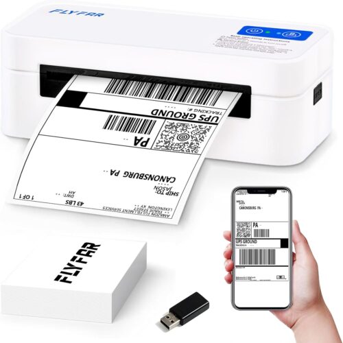 Bluetooth Thermal Shipping Label Printer, Wireless 4×6 Label Printer for Small Business, Compatible with Android, Windows, iPhone, Mac, Widely Used for Amazon, Shopify, Ebay, USPS, Etsy,FedEx (White)
