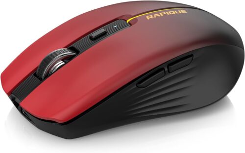 Bluetooth Wireless Mouse – (BT1/BT2+USB) Tri-Mode High Performance, Rechargeable, Multi-Device Compatible with PC/Laptop/Computer/MacBook/iPad Air Pro (Red Gradient)