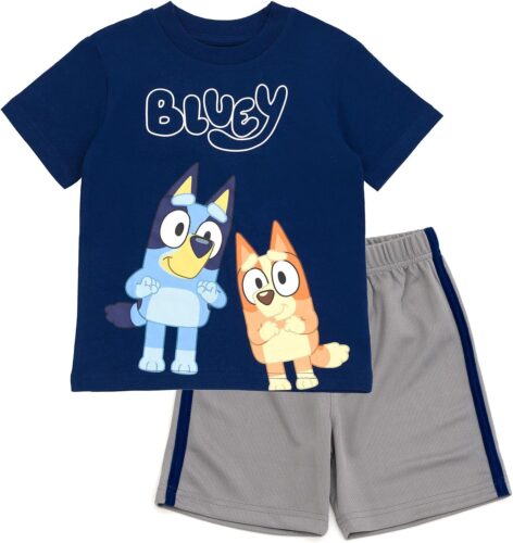 Bluey T-Shirt and Mesh Shorts Outfit Set Infant to Big Kid Sizes (12 Months – 10-12)