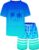 Boys Two Piece Rash Guard and Swim Trunks Outfit Set Kids Short Sleeve Swimsuit