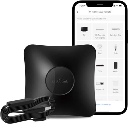 BroadLink RM4 pro Smart Remote and Sensor Cable Set RM4 pro S (2.4 GHz Wi-Fi Only), Universal IR RF Remote Control Hub with Temperature Humidity Monitor USB Cable, Works with Alexa & IFTTT