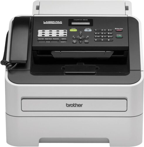 Brother FAX-2840 High Speed Mono Laser Fax Machine, Dark/Light Gray – FAX2840, 17.750×18.125×16.625