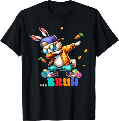 Bruh Dab Bunny Easter Funny Kids Toddler Boys Mens Easter T-Shirt