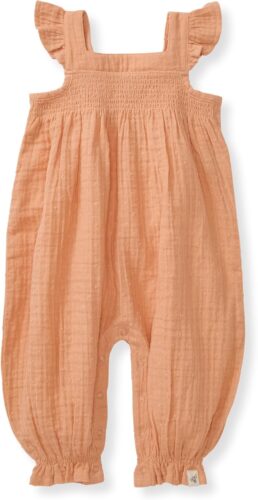 Burt’s Bees Baby Baby Girls Romper – 100% Organic Cotton, One-Piece Shortall Girl Outfit for Sizes Newborn to 24 Months