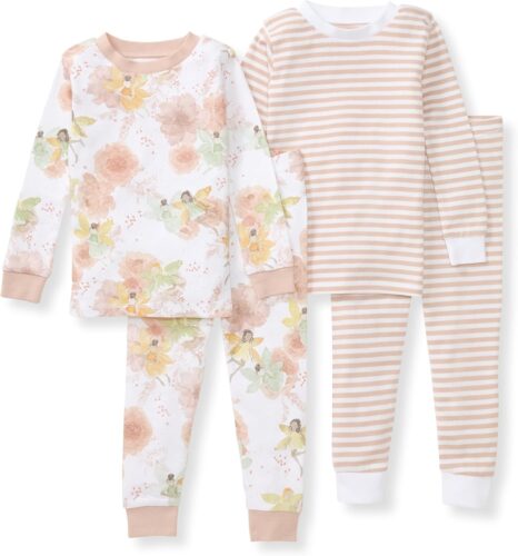 Burt’s Bees Baby Girls’ 2-Piece Long Sleeve Tee and Pants Organic Cotton Pajama Set