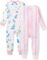 Burt’s Bees Baby baby-girls Footless Sleepers, 100% Organic Cotton, Soft One-piece Pjs, Diagonal Zip Up Jumpsuit, Snug Fit Pajamas With Snap Tab