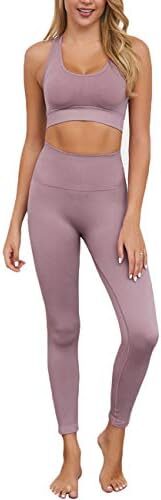 Buscando Yoga Workout Sets for Women 2 Piece High Waist Seamless Leggings+Sports Bra Compression Workout Outfits for Women