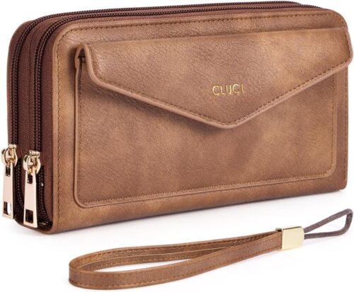 CLUCI Wallet Women Large Capacity Wristlet Purse for Women Long Ladies Wallet RFID Blocking Multi Credit Card Holder