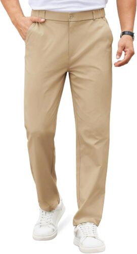 COOFANDY Mens Casual Chino Pants Elastic Waist Lightweight Trousers Classic-Fit Business Dress Pants with Pockets