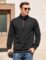 COOFANDY Mens Quarter Zip Pullover Mock Neck Quilted Sweatshirt Casual Long Sleeve Polo Sweater