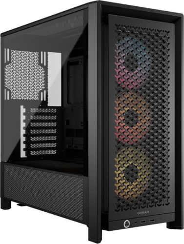 CORSAIR Frame 4000D RS ARGB Modular Mid-Tower ATX PC Case – High Airflow, 3X Pre-Installed RS ARGB Fans, InfiniRail™ Fan Mounting System, ASUS BTF, MSI Project Zero, Gigabyte Project Stealth – Black