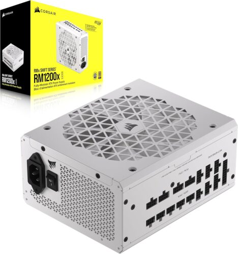 CORSAIR RM1200x Shift Fully Modular ATX Power Supply – 80 Plus Gold – ATX 3.0 – PCIe 5.0 – Zero RPM – Modular Side Interface – White