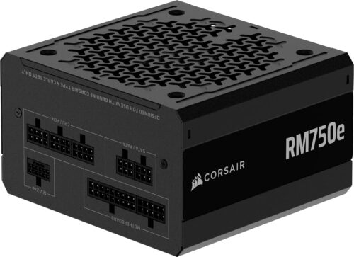 CORSAIR RM750e (2025) Fully Modular Low-Noise ATX Power Supply with 12V-2×6 Cable – ATX 3.1 & PCIe 5.1 Compliant, Cybenetics Gold Efficiency, 105°C-Rated Capacitors, Modern Standby Mode – Black