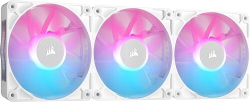 CORSAIR iCUE Link RX120 RGB 120mm PWM Fans with iCUE Link System Hub – Magnetic Dome Bearing – Triple Pack – White