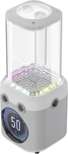 CORSAIR iCUE Link XD5 RGB Elite LCD Pump-Reservoir Unit – D5 PWM Pump – 480×480 IPS LCD Screen – 22 Addressable RGB LEDs – 440ml Nylon Reservoir – White