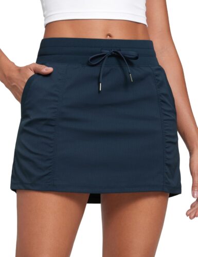 CRZ YOGA Lightweight High Waisted Skirts for Women Golf Casual Athletic Drawstring Skort with Side Pockets