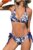 CUPSHE Women’s Bikini Set Two Piece Swimsuits V Neck Halter Strap Back Hook Bathing Suit Mid Rise Side Tie Swimwear
