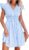 CUPSHE Women’s Mini Dress V Neck Flutter Sleeve Striped Smocked Waist A Line Short Summer Cocktail Dress