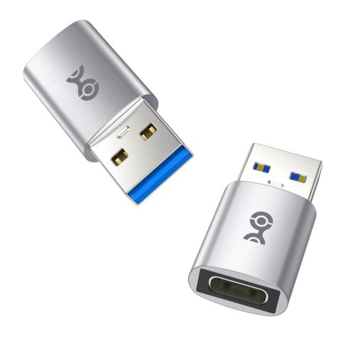 Cable Matters 2-Pack, 10Gbps USB to USB C Adapter for Fast Charging & High-Speed Data Transferring, Reversible USB-C Port, USB C to USB Adapter (Female to Male) for iPhone 16/15, iPad Pro, Galaxy S23