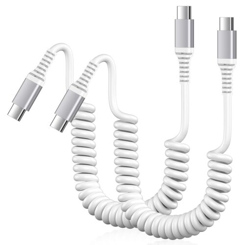 Car Android Auto Cable Charger Cord iPhone 16 Coiled USB C to USB C Cable Fast Charging for iPhone 16 Pro Max 16 Plus 15 Pro, Google Pixel 9 Pro XL/8a/7 Pro/6a,Samsung Galaxy S24FE S24 Ultra A16 A15