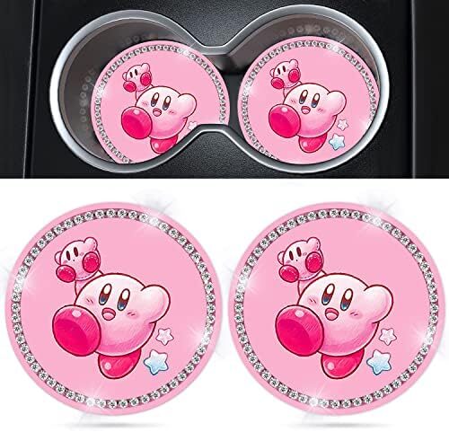 Car Cup Holder Coaster 2 Pack Cute Kawaii Cartoon Bling Silicone New Automotive CupHolder Accessories Interior Decor Decorations for Women Girls