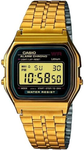 Casio Collection Women’s Watch A159WGEA, Black/Gold, 36.8 x 33.2 x 8.2 mm, Bracelet